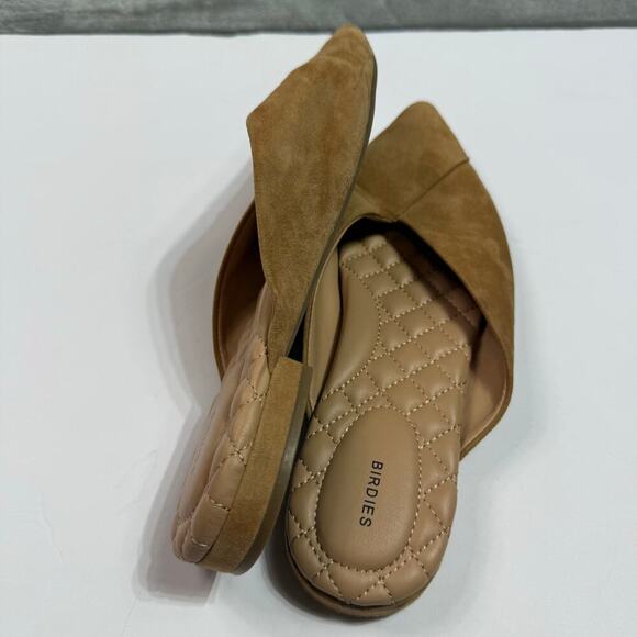 Birdies The Swan Golden Oak Suede Pointed Toe Mule Size 8.5 Slipon Comfort READ - Picture 14 of 16
